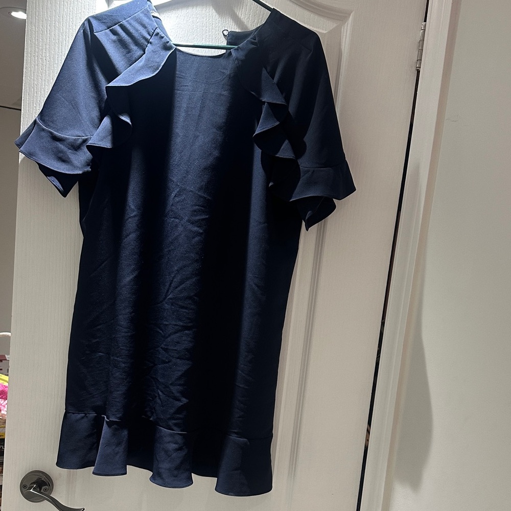 Zara Dark Navy Textured Shift Dress